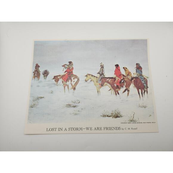 Print Lost in a Storm We Are Friends by C.M. Russell Native American Art 10x8 - Picture 1 of 9